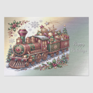 Festive Christmas Train Holiday Tissue Paper