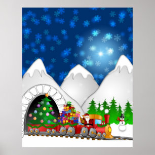 Festive Christmas Train Poster
