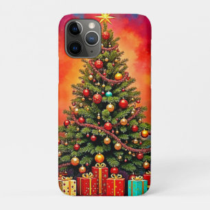 Festive Christmas Tree and Gifts Art iPhone 11 Pro Case