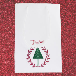 Festive Christmas Tree and Wreath Medium Gift Bag