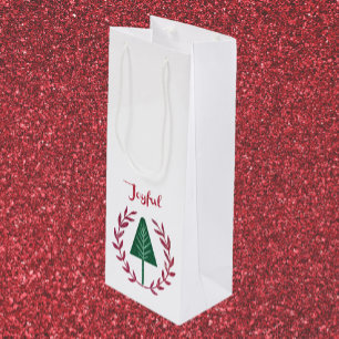 Festive Christmas Tree and Wreath Wine Gift Bag