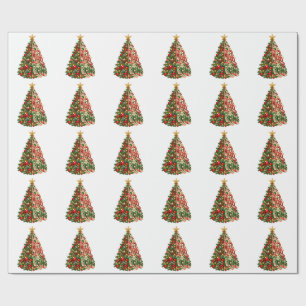 Festive Christmas Tree Art Wrapping Paper
