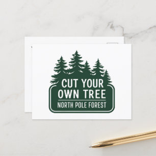 Festive Christmas tree cut add message Holiday Postcard