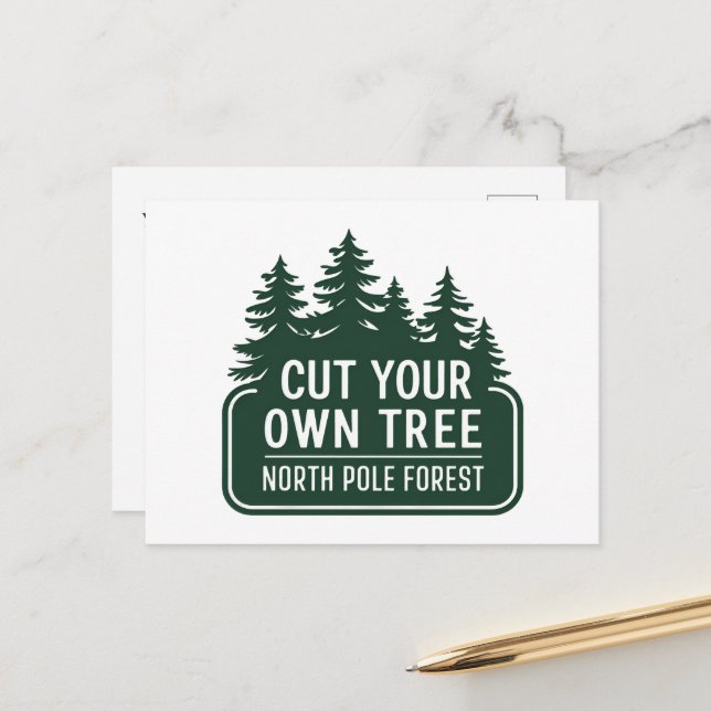 Festive Christmas tree cut add message Holiday Postcard (Front/Back In Situ)