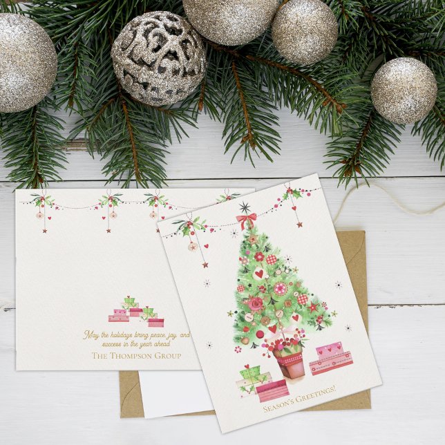 Festive Christmas Tree & Gifts Corporate Holiday Postcard (Festive Christmas Tree & Gifts Corporate Holiday Postcard)