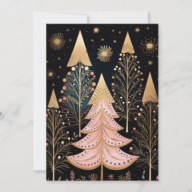 Festive Christmas Tree Greeting Card (Front)