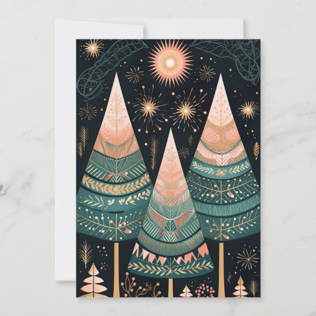 Festive Christmas Tree Greeting Card (Front)