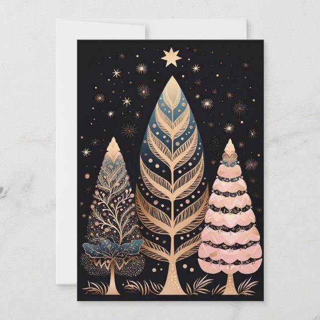 Festive Christmas Tree Greeting Card (Front)