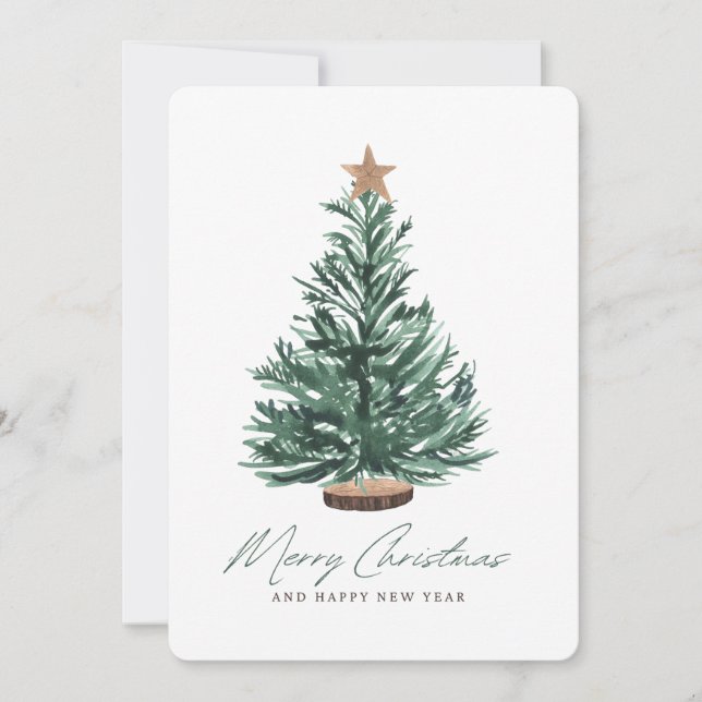 Festive Christmas Tree Holiday Card (Front)