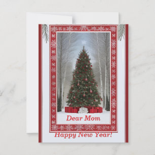 Festive Christmas Tree in Snowy Winter Postcard