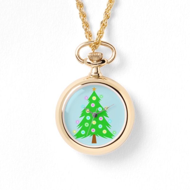 Festive Christmas Tree Necklace Watch (Front)