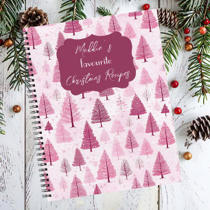 Festive Christmas Tree Pattern Recipe Notebook