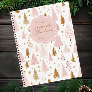Festive Christmas Tree Pattern Recipe Notebook