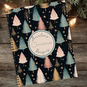 Festive Christmas Tree Pattern Recipe Notebook