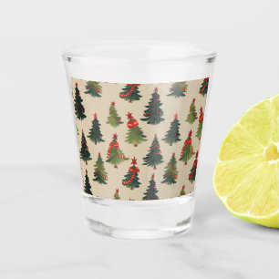 Festive Christmas Tree Repeating Pattern Shot Glass