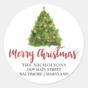 Festive Christmas Tree   Return Address Label