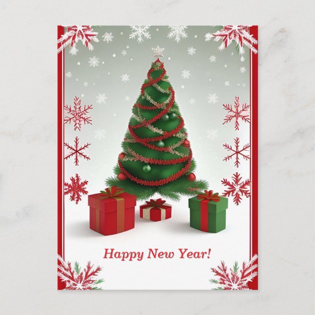 ❄️ Festive Christmas Tree Snow Landscape Winter Postcard (Front)