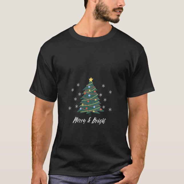 Festive Christmas Tree Sparkle in Merry and Bright T-Shirt (Front)