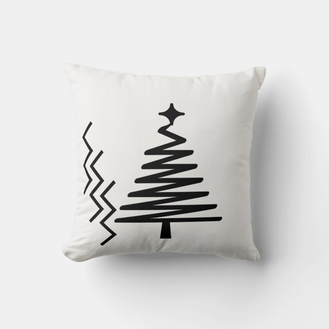"Festive Christmas Tree Square Pillow" Throw Pillow (Front)