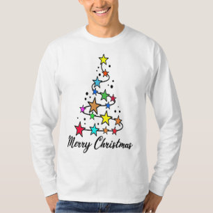 Festive Christmas tree with colourful stars T-Shirt