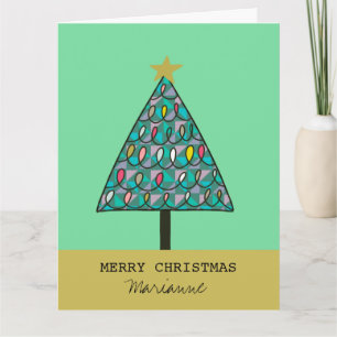 Festive Christmas Tree with Lights Card