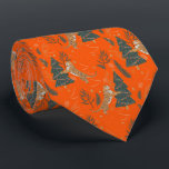 Festive Christmas trees and cute tigers pattern Tie<br><div class="desc">Cute Christmas trees and tigers seamless retro pattern with an antique orange background.</div>