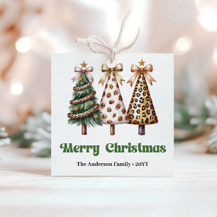 Festive Christmas Trees Custom Name Holiday Gift   Favour Tags