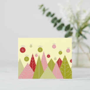 Festive Christmas Trees Holiday Postcard