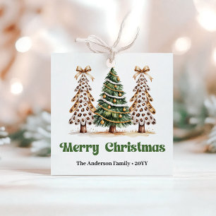 Festive Christmas Trees Leopard Print Holiday Gift Favour Tags