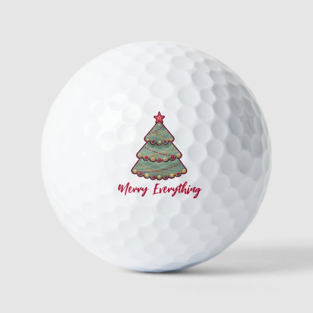 Festive Christmas Trees Merry Everything Holiday   Golf Balls (Front)