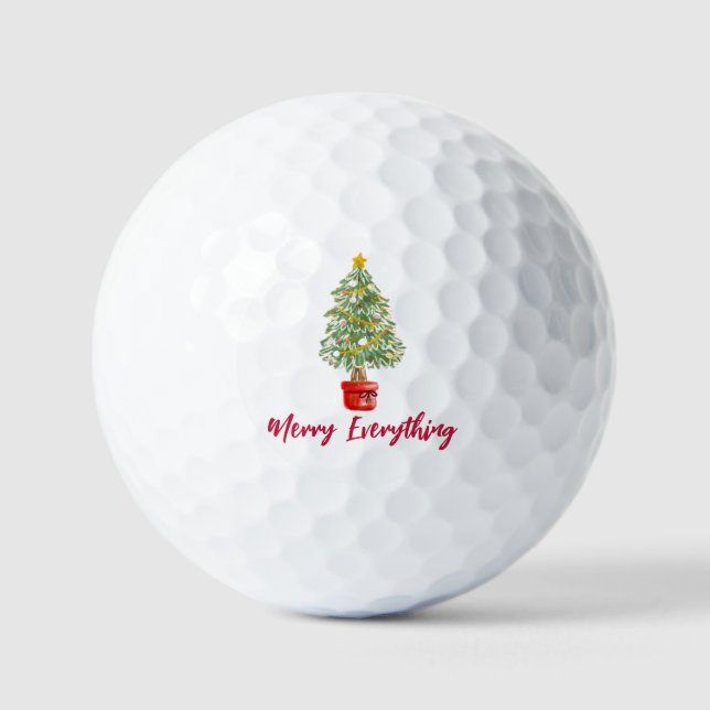 Festive Christmas Trees Merry Everything Holiday  Golf Balls (Front)
