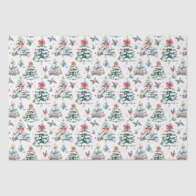 Festive Christmas Trees Tissue Paper (Front)