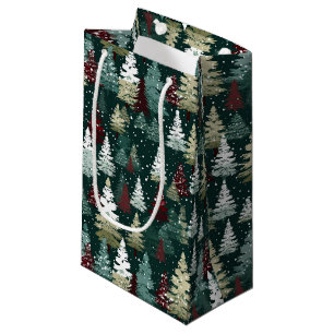 Festive Christmas Trees Winter Snow Holiday Small Gift Bag