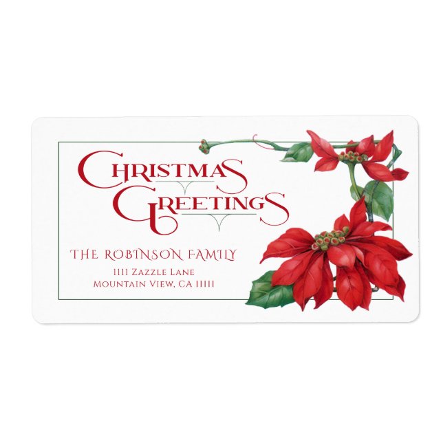 Festive Christmas Typography and Poinsettias (Front)