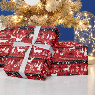 Festive Christmas ugly sweater tiled pattern Wrapping Paper