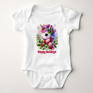 Festive Christmas unicorn baby girls customizable Bodysuit