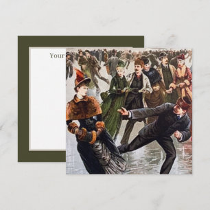 festive Christmas vintage ice skating  Card