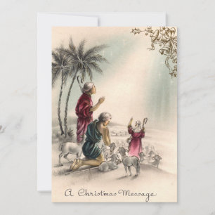 Festive Christmas vintage Shepherds Holiday Card