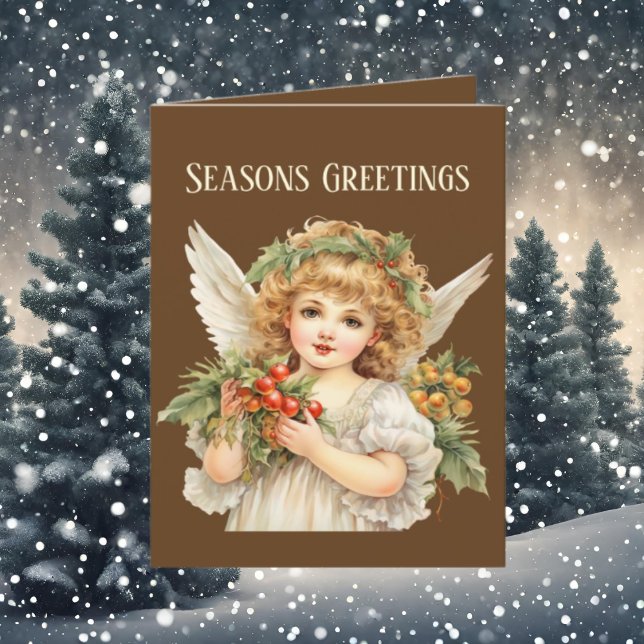 Festive Christmas watercolor Angel add text Holiday Card (Creator Uploaded)