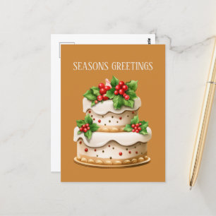 Festive Christmas watercolor cake add text Postcard