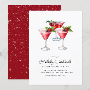Festive Christmas Watercolor Cocktail Party   Invi Invitation