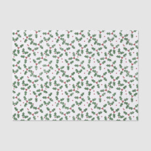 Festive Christmas Watercolor Holly Tissue Paper