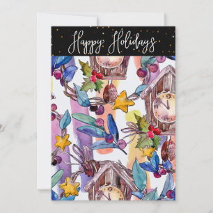 Festive Christmas Watercolor Illustration Card