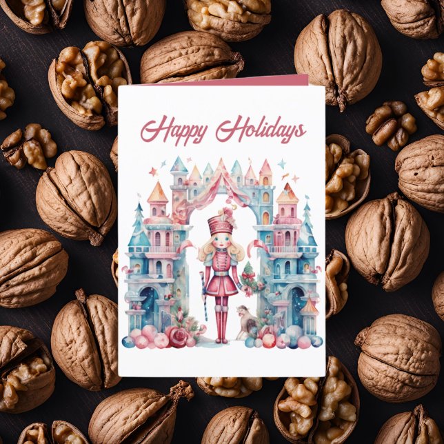Festive Christmas watercolor nutcracker add text  Holiday Card (Creator Uploaded)
