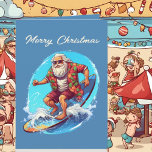 Festive Christmas watercolor Santa beach  Card<br><div class="desc">Festive Christmas watercolor Santa beach Card</div>
