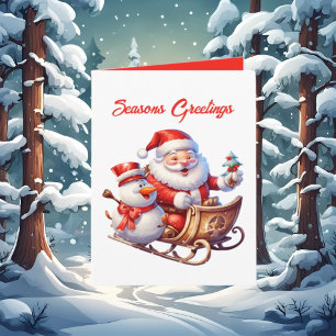 Festive Christmas watercolor Santa Card
