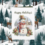 Festive Christmas watercolor snowman  Card<br><div class="desc">Festive Christmas watercolor snowman Card</div>