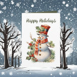 Festive Christmas watercolor snowman Card<br><div class="desc">Festive Christmas watercolor snowman Card</div>