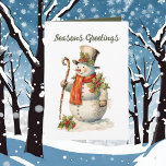 Festive Christmas watercolor snowman  Card<br><div class="desc">Festive Christmas watercolor snowman Card</div>