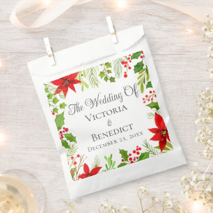 Festive Christmas Wedding Floral Personalized Favour Bag